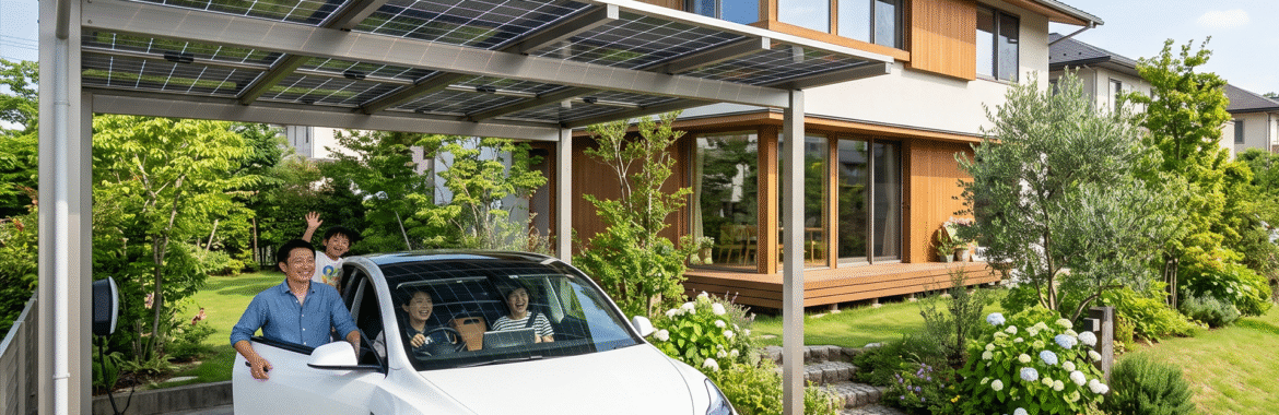 【EV時代の注文住宅】ソーラーパネル搭載カーポートで毎月の電気代・ガソリン代をガッツリ抑える方法